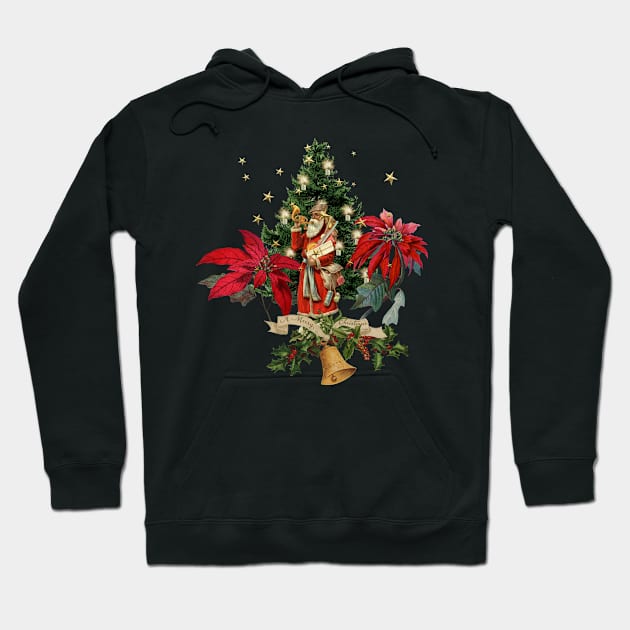 Merry christmas, Santa Claus with gifts and christmas flowers Hoodie by Nicky2342